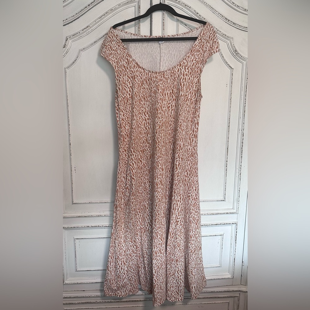 Old Navy Maternity Fit and Flare Animal Print Midi Dress - Brown and White